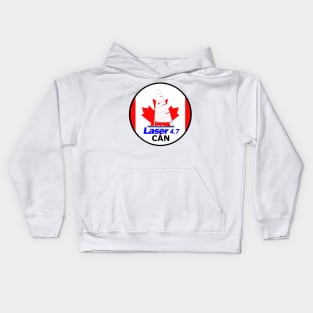 laser class sailboat on flag Canada Kids Hoodie